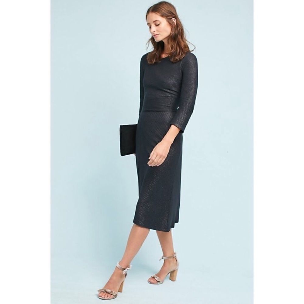 NWT Akemi + Kin Anthro Tegan Sparkle Dress Black Jersey Size Large